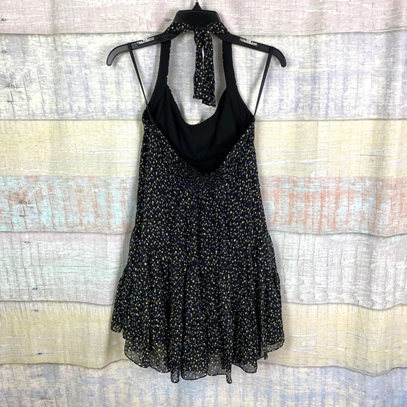 BCBGMaxAzria Womens Ruched Back Strap Neck Tie Polka Dot Dress NWOT - Picture 3 of 7